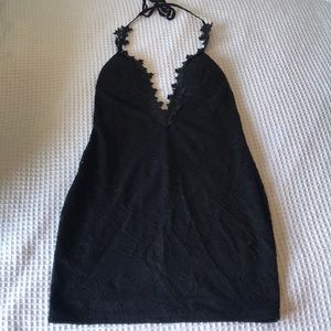 Black lace mini dress